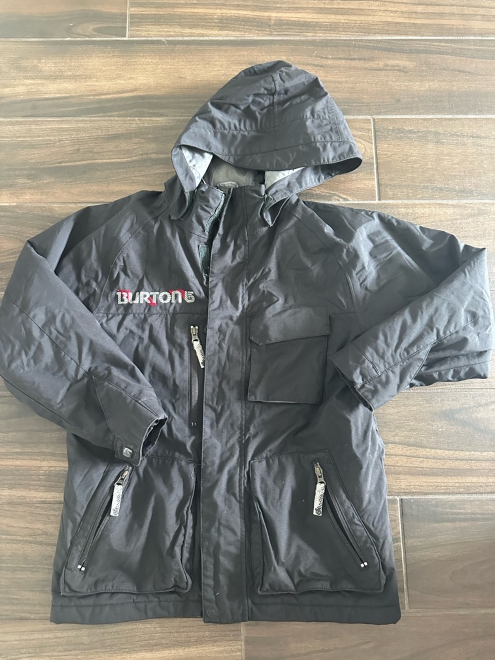 Burton boys  Black Hooded Snow Jacket with Logo L 10/12